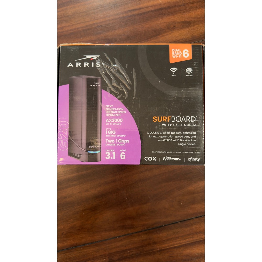Arris Surfboard G20 AX3000 Wi-Fi 6 Cable Modem DOCSIS 3.1 Dual Band 1Gbps G201